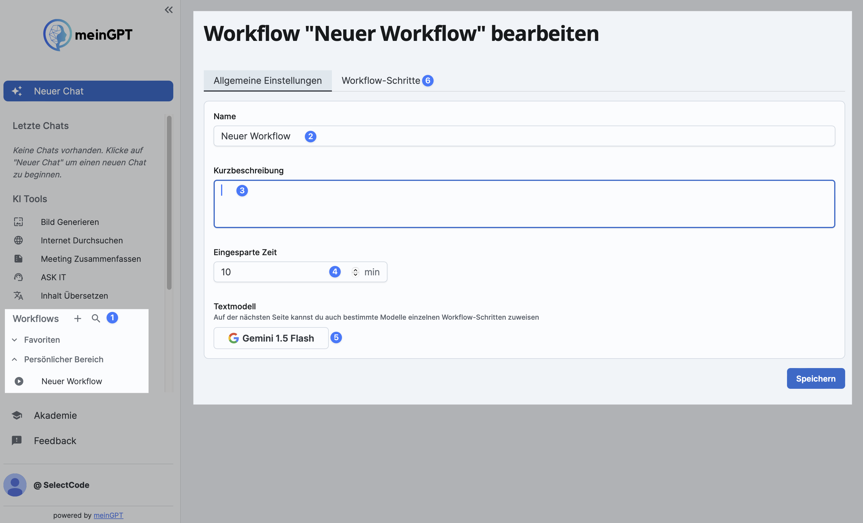 Erstellung eines Workflows